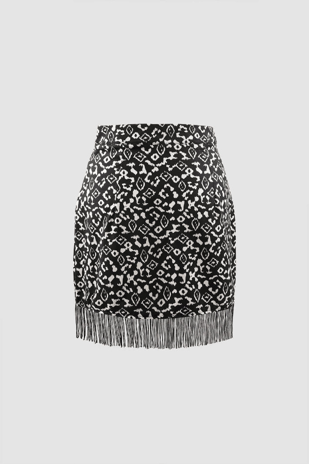Y2K Aesthetic Fringe Hem Wrap Mini Skirt - Coquette Style Grunge Outfit