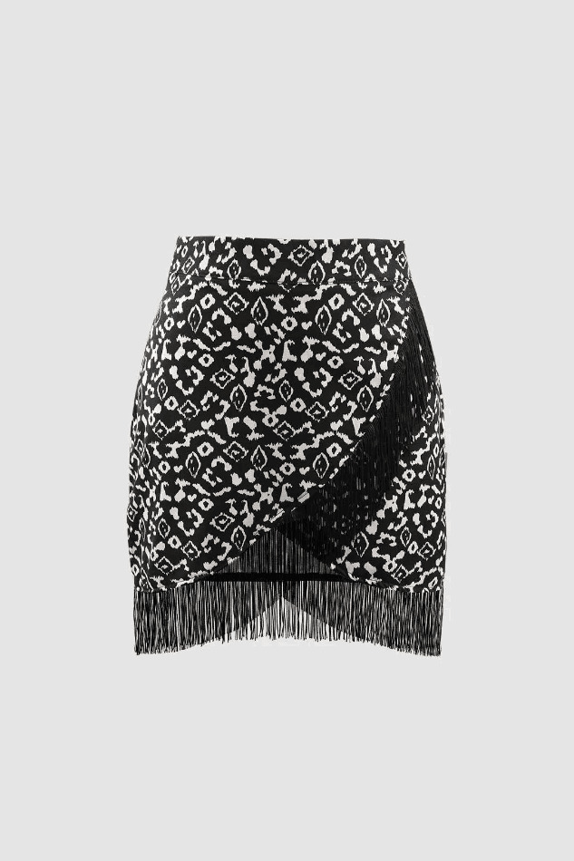 Y2K Aesthetic Fringe Hem Wrap Mini Skirt - Coquette Style Grunge Outfit