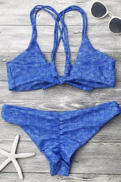 Y2K Aesthetic Front Knot Strappy Bikini Set - Coquette & Grunge Style Women's Fashion