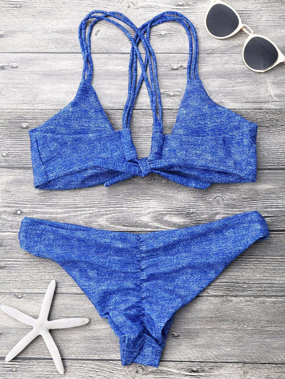 Y2K Aesthetic Front Knot Strappy Bikini Set - Coquette & Grunge Style Women's Fashion Y2K Aesthetic Front Knot Strappy Bikini Set - Coquette & Grunge Style Women's Fashion