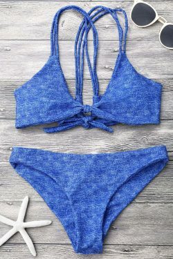 Y2K Aesthetic Front Knot Strappy Bikini Set - Coquette & Grunge Style Women's Fashion