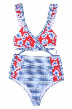 Y2K Aesthetic Front Tie Bikini Set in Unique Print