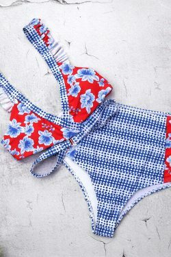 Y2K Aesthetic Front Tie Bikini Set in Unique Print