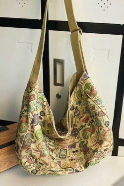 Y2K Aesthetic Funny Print Crossbody Bag - Coquette & Grunge Style, Cute Tops, Cargo Skirt