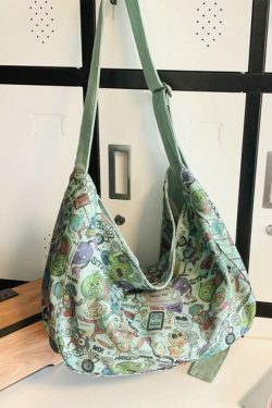 Y2K Aesthetic Funny Print Crossbody Bag - Coquette & Grunge Style, Cute Tops, Cargo Skirt