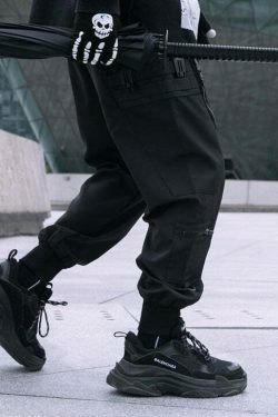 Y2K Aesthetic Future-Tech Cargo Joggers - Cyberpunk Style for Women
