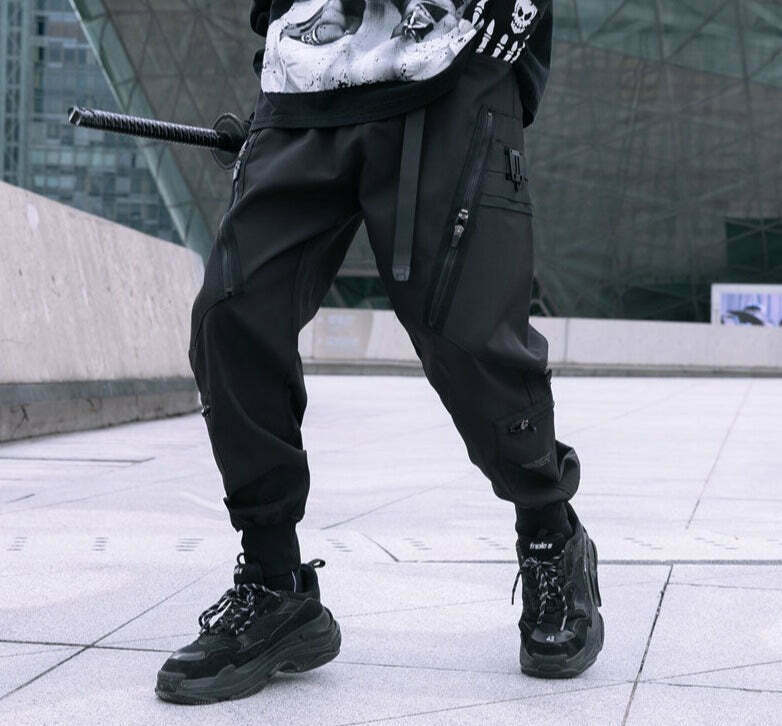 Y2K Aesthetic Future-Tech Cargo Joggers - Cyberpunk Style for Women Y2K Aesthetic Future-Tech Cargo Joggers - Cyberpunk Style for Women