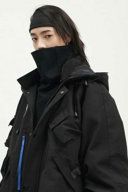 Y2K Aesthetic Futuristic Utility Cargo Jacket for Niche Women Fashion