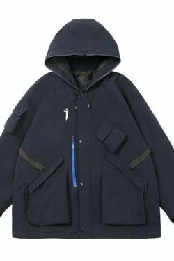 Y2K Aesthetic Futuristic Utility Cargo Jacket for Niche Women Fashion