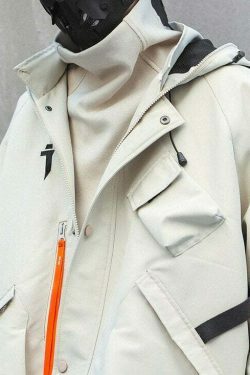 Y2K Aesthetic Futuristic Utility Cargo Jacket for Niche Women Fashion