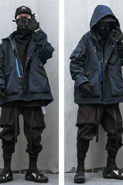 Y2K Aesthetic Futuristic Utility Cargo Jacket for Niche Women Fashion