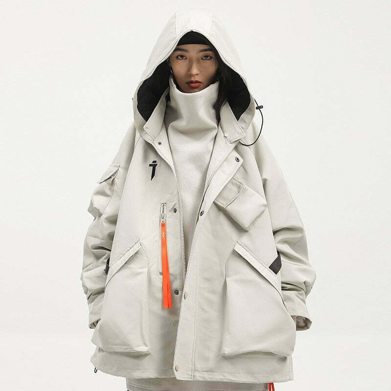 Y2K Aesthetic Futuristic Utility Cargo Jacket for Niche Women Fashion Y2K Aesthetic Futuristic Utility Cargo Jacket for Niche Women Fashion