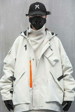 Y2K Aesthetic Futuristic Utility Cargo Jacket for Niche Women Fashion