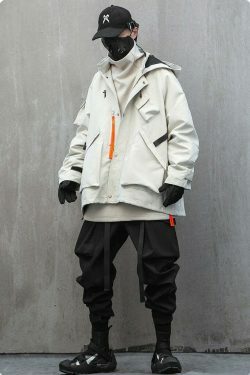 Y2K Aesthetic Futuristic Utility Cargo Jacket for Niche Women Fashion