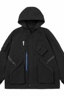 Y2K Aesthetic Futuristic Utility Cargo Jacket for Niche Women Fashion