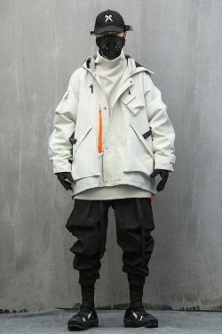 Y2K Aesthetic Futuristic Utility Cargo Jacket for Niche Women Fashion