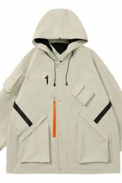 Y2K Aesthetic Futuristic Utility Cargo Jacket for Niche Women Fashion