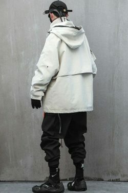 Y2K Aesthetic Futuristic Utility Cargo Jacket for Niche Women Fashion