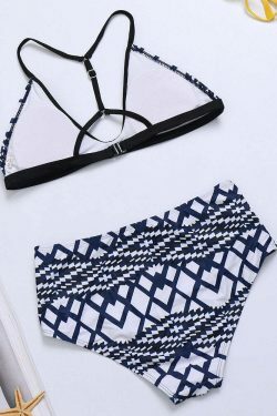 Y2K Aesthetic Geometric Triangle Cup High Waist Bikini - Coquette Grunge Fashion