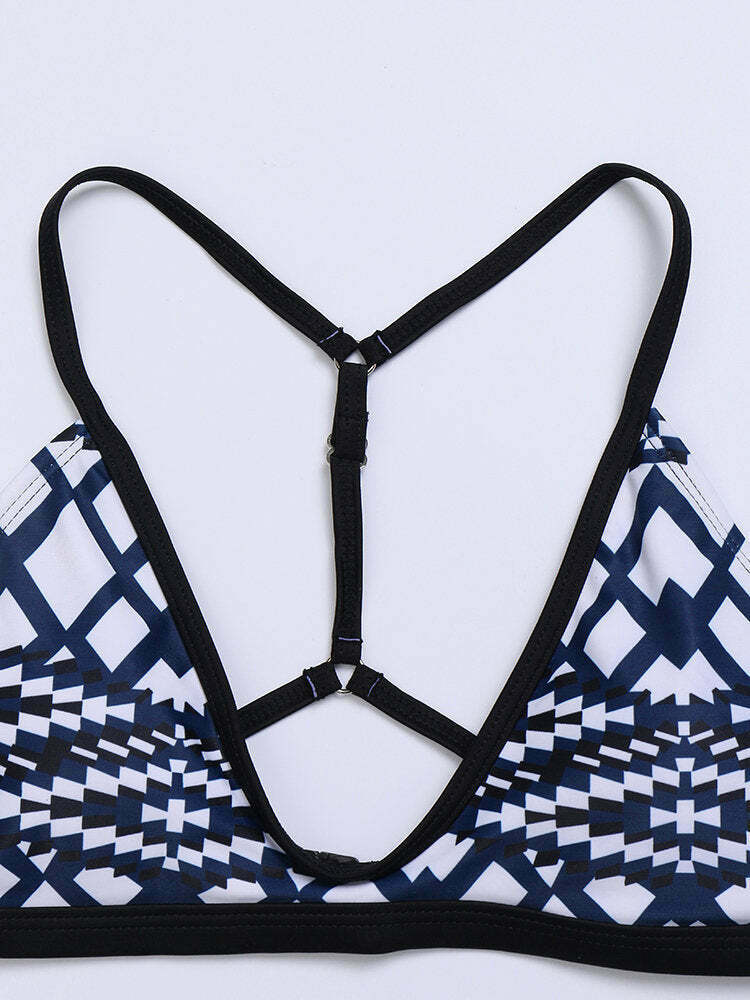 Y2K Aesthetic Geometric Triangle Cup High Waist Bikini - Coquette Grunge Fashion Y2K Aesthetic Geometric Triangle Cup High Waist Bikini - Coquette Grunge Fashion