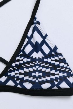 Y2K Aesthetic Geometric Triangle Cup High Waist Bikini - Coquette Grunge Fashion