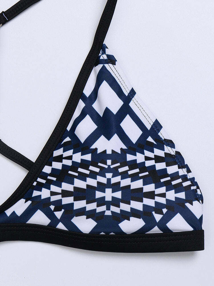 Y2K Aesthetic Geometric Triangle Cup High Waist Bikini - Coquette Grunge Fashion Y2K Aesthetic Geometric Triangle Cup High Waist Bikini - Coquette Grunge Fashion
