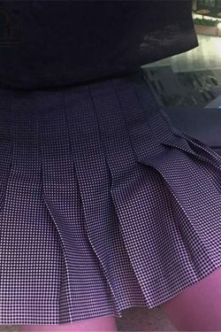 Y2K Aesthetic Gradient Dots Black White Pleated School Skirt