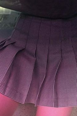 Y2K Aesthetic Gradient Dots Black White Pleated School Skirt