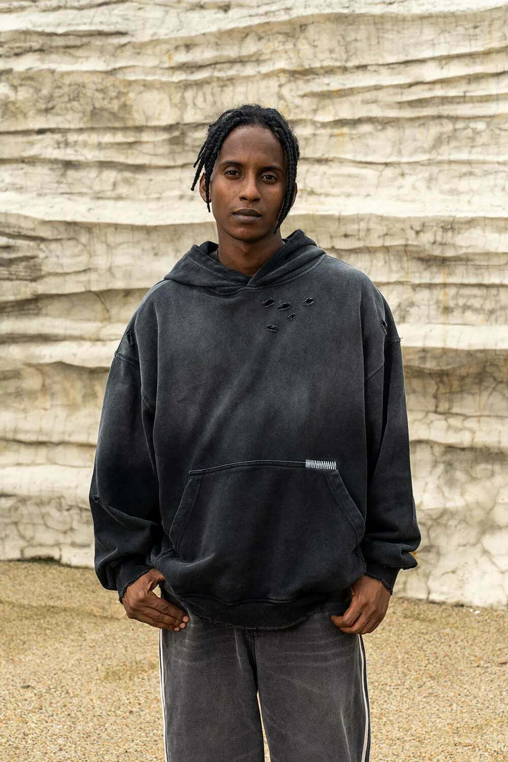 Y2K Aesthetic Gradient Washed Ripped Hoodie - Coquette Fashion for Women Y2K Aesthetic Gradient Washed Ripped Hoodie - Coquette Fashion for Women