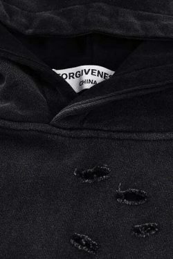 Y2K Aesthetic Gradient Washed Ripped Hoodie - Coquette Fashion for Women