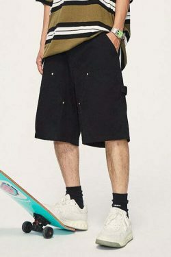 Y2K Aesthetic Grunge Style Cargo Skirt - Coquette Fashion Women's Workwear Carpenter Shorts