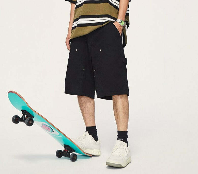 Y2K Aesthetic Grunge Style Cargo Skirt - Coquette Fashion Women's Workwear Carpenter Shorts