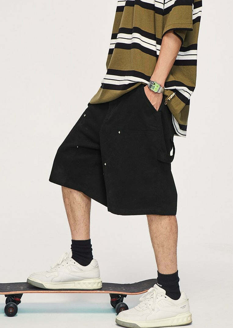 Y2K Aesthetic Grunge Style Cargo Skirt - Coquette Fashion Women's Workwear Carpenter Shorts