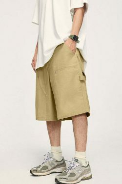 Y2K Aesthetic Grunge Style Cargo Skirt - Coquette Fashion Women's Workwear Carpenter Shorts