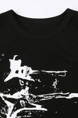 Y2K Aesthetic Guitar Ribbed Cropped Tank - Coquette Grunge Pastel Goth