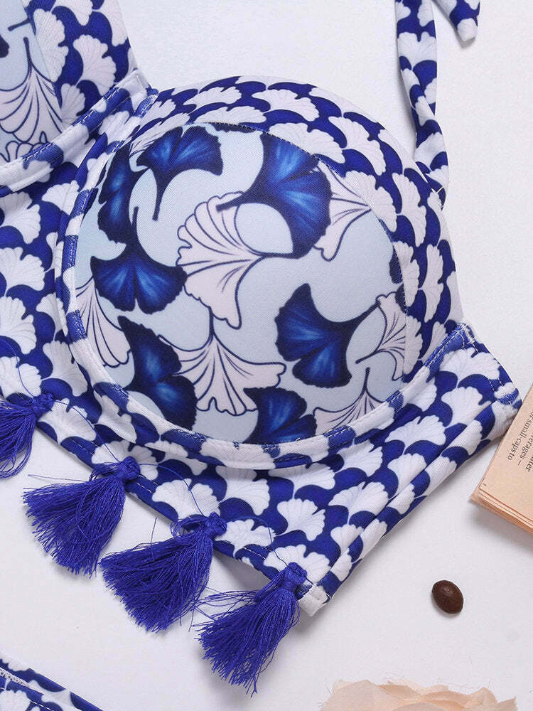 Y2K Aesthetic Halter Backless Bikini Set - Coquette Grunge Style Swimwear Y2K Aesthetic Halter Backless Bikini Set - Coquette Grunge Style Swimwear