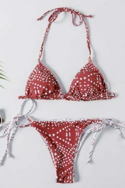 Y2K Aesthetic Halter Bikini Set - Unique Print for Niche Women Fashion