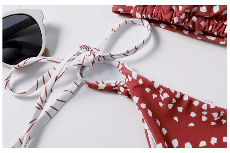 Y2K Aesthetic Halter Bikini Set - Unique Print for Niche Women Fashion Y2K Aesthetic Halter Bikini Set - Unique Print for Niche Women Fashion