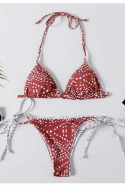 Y2K Aesthetic Halter Bikini Set - Unique Print for Niche Women Fashion