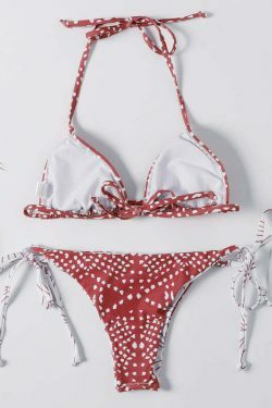 Y2K Aesthetic Halter Bikini Set - Unique Print for Niche Women Fashion