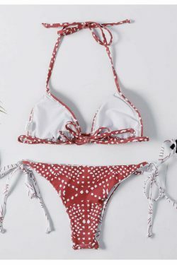 Y2K Aesthetic Halter Bikini Set - Unique Print for Niche Women Fashion