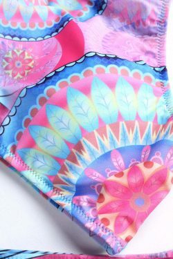 Y2K Aesthetic Halter Bikini with Scoop Back and Tassel Detail - Sexy Printed Swimsuit