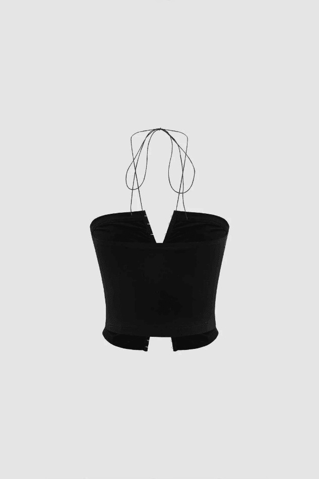 Y2K Aesthetic Halter Cami Top with Hook and Eye Detail for Women - Coquette Fashion Y2K Aesthetic Halter Cami Top with Hook and Eye Detail for Women - Coquette Fashion