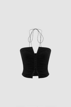 Y2K Aesthetic Halter Cami Top with Hook and Eye Detail for Women - Coquette Fashion