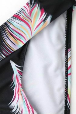 Y2K Aesthetic Halter Feather Print Wrap Bikini - Trendy Women's Fashion