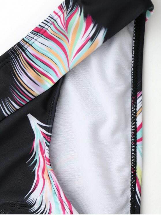 Y2K Aesthetic Halter Feather Print Wrap Bikini - Trendy Women's Fashion Y2K Aesthetic Halter Feather Print Wrap Bikini - Trendy Women's Fashion