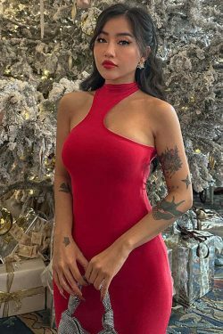 Y2K Aesthetic Halter Neck Backless Dress - Coquette Style with Grunge & Past