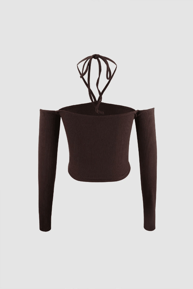 Y2K Aesthetic Halter Neck Off The Shoulder Crop Top for Women - Coquette Style Grunge Fashion Y2K Aesthetic Halter Neck Off The Shoulder Crop Top for Women - Coquette Style Grunge Fashion