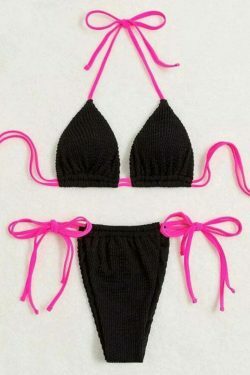 Y2K Aesthetic Halter Split Swimsuit - Coquette Style for Women