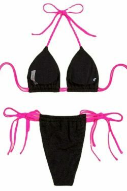 Y2K Aesthetic Halter Split Swimsuit - Coquette Style for Women